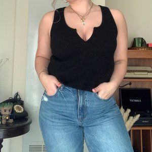 Black Sweater Tank Top